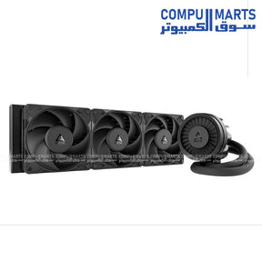 ARCTIC Liquid Freezer III PRO 360 AIO CPU Cooler with three P12 Pro fans, copper cold plate, MX-6 thermal paste pre-applied, and support for Intel LGA1851/LGA1700 and AMD AM5/AM4 – high-performance liquid cooling solution.