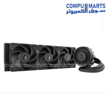 ARCTIC Liquid Freezer III PRO 420 AIO CPU Cooler with three P14 Pro fans, copper cold plate, MX-6 thermal paste pre-applied, VRM cooling module, and support for Intel LGA1851/LGA1700 and AMD AM5/AM4 – extreme liquid cooling solution.