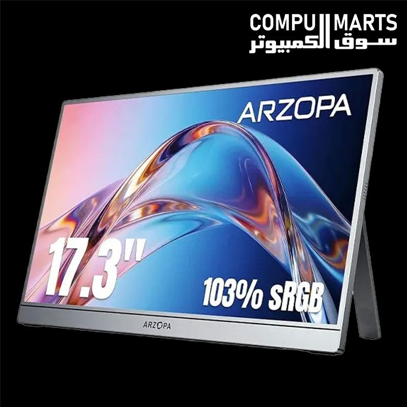 ARZOPA Z1C Plus 17.3" Portable Monitor 1080P FHD IPS Grey