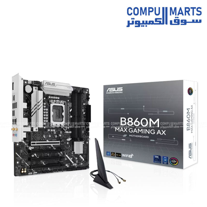 ASUS B860M MAX GAMING AX Motherboard – DDR5 PCIe 5.0 WiFi 6 2.5Gb LAN LGA1851