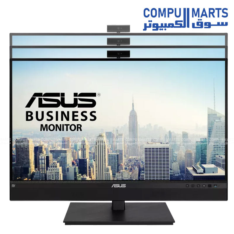 ASUS business monitor with webcam microphone and USB C docking support