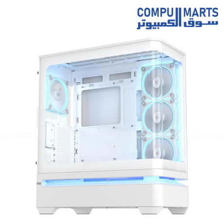 ASUS Prime AP304 ARGB White gaming PC case front view