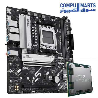 Desktop PC bundle featuring 6 Cores / 12 Threads (SMT Supported) processor and ASUS PRIME B850M-K motherboard available in Egypt with Ryzen 5 8400F price in Egypt