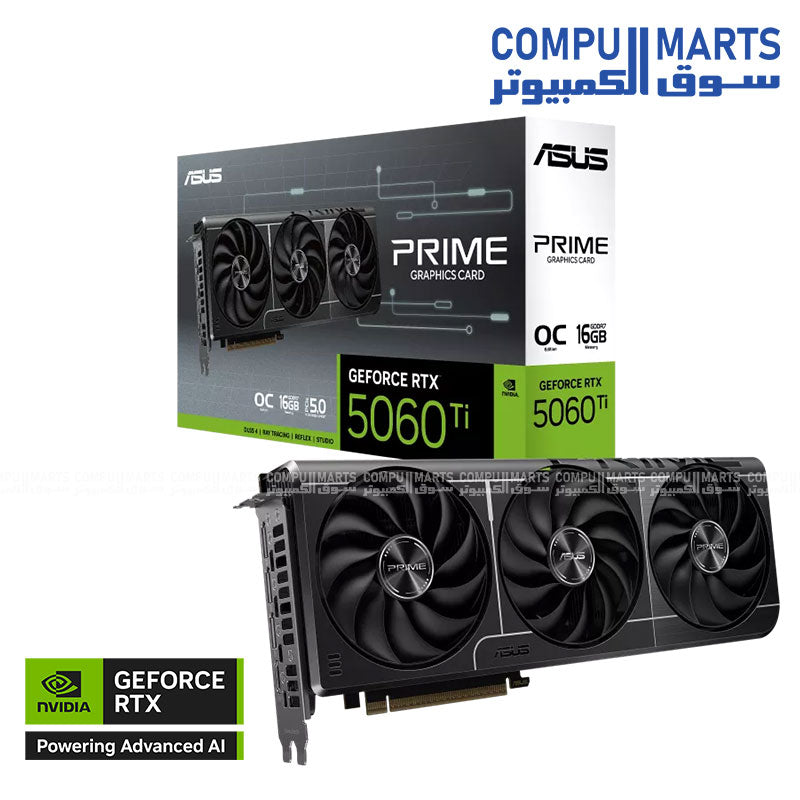 ASUS PRIME GeForce RTX 5060 Ti 16GB GDDR7 OC Edition Graphics Card – Best Gaming GPU in Egypt