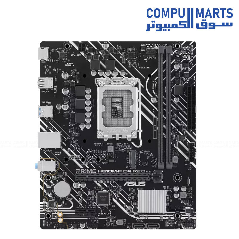 PRIME H610M-F D4 R2.0-ASUS-motherboard- Intel H610 LGA 1700 micro-ATX- M.2 - DDR4- 1Gb -HDMI -5Gbps 