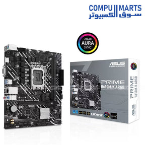 ASUS PRIME H610M-K ARGB Motherboard – DDR5 – PCIe 4.0 – Aura Sync – Egypt