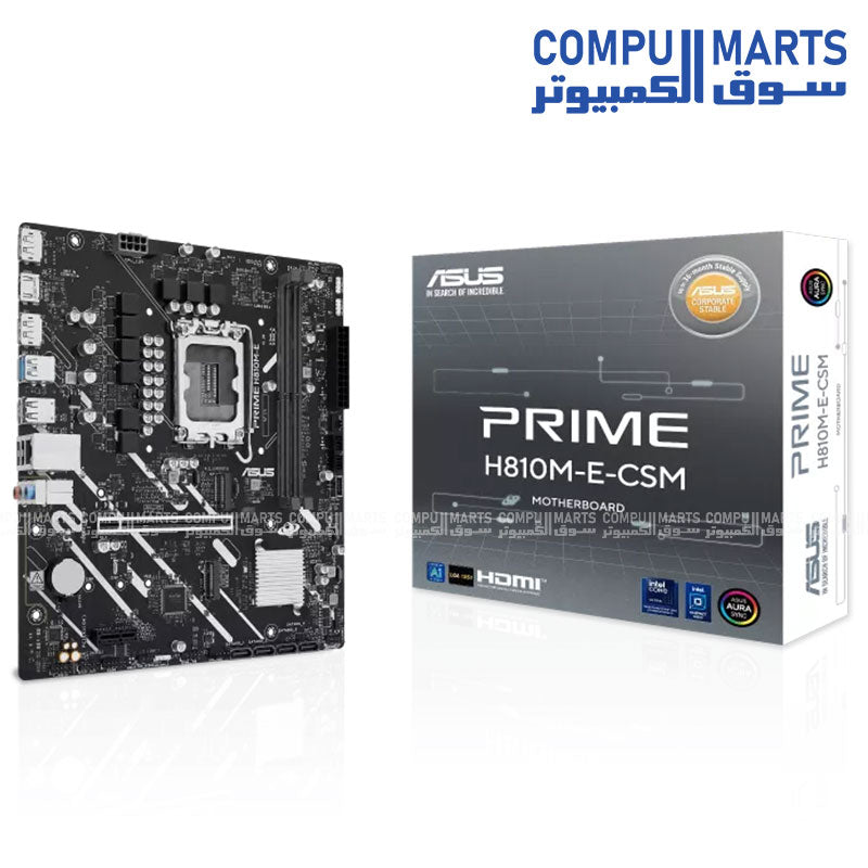 ASUS PRIME H810M-E-CSM Motherboard – DDR5 – PCIe 4.0 – Micro ATX – Egypt