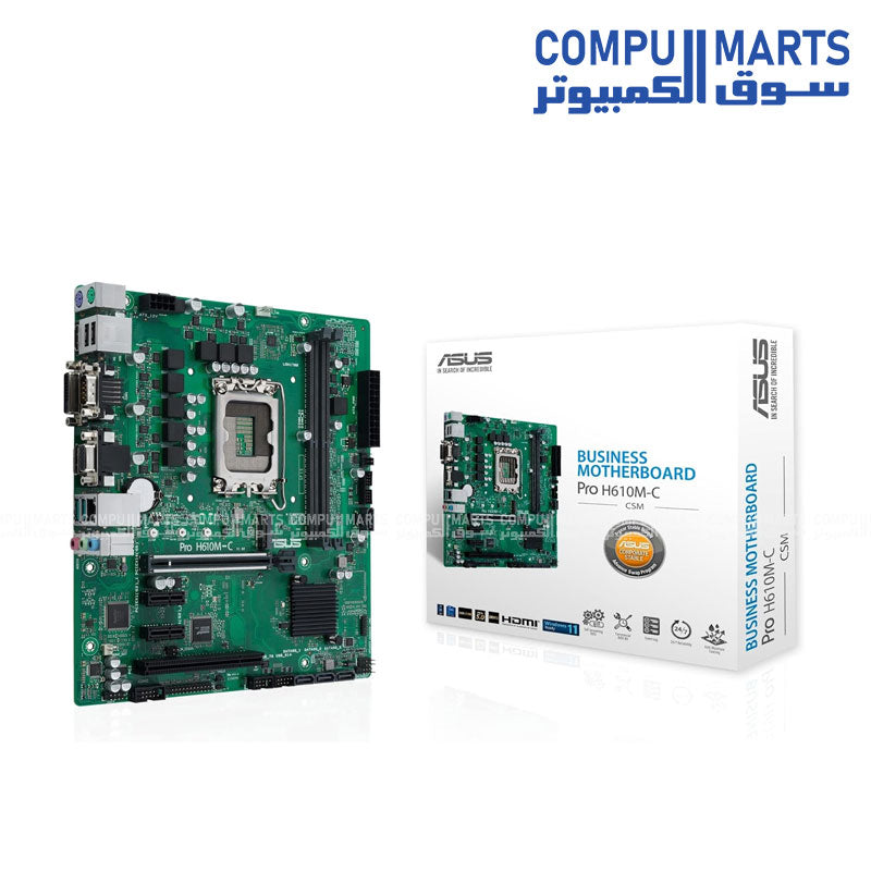 ASUS PRO H610M-C CSM mATX motherboard with DDR5 and Intel H610 chipset