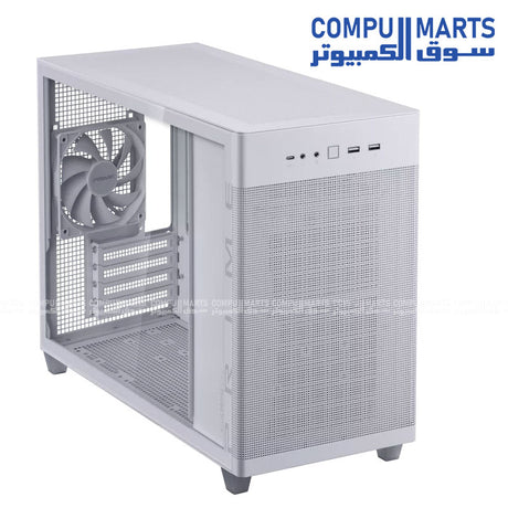 ASUS Prime AP201 Tempered Glass – Small Tower MicroATX PC Case – High Airflow – USB-C – 360mm Radiator Support