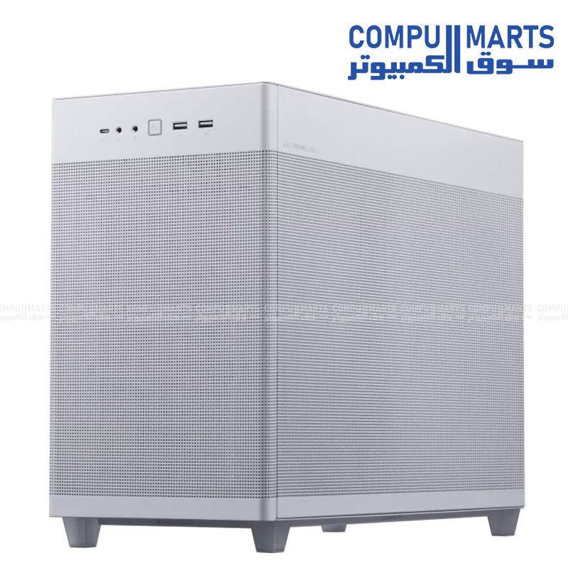 ASUS Prime AP201 Tempered Glass – Small Tower MicroATX PC Case – High Airflow – USB-C – 360mm Radiator Support