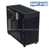 ASUS Prime AP303 tempered glass ATX mid tower gaming PC case with compact design and high airflow cooling support