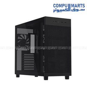ASUS Prime AP303 tempered glass ATX mid tower gaming PC case with compact design and high airflow cooling support