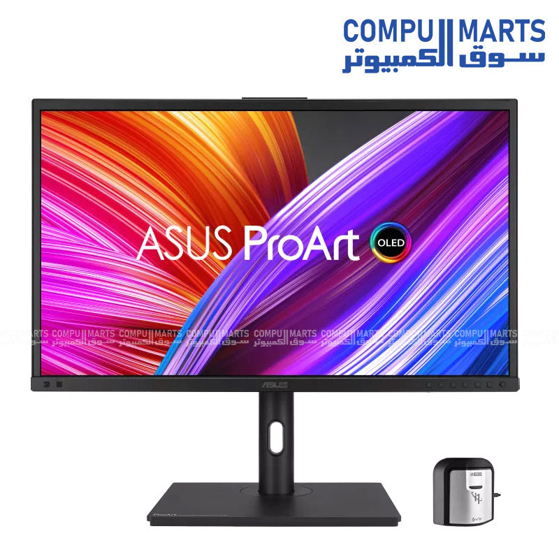 ASUS ProArt Display OLED PA27DCE-K professional monitor with 27 inch 4K UHD OLED display, 99% DCI-P3 color gamut, HDR10 and HLG support, USB-C 80W Power Delivery, and hardware calibration available in Egypt