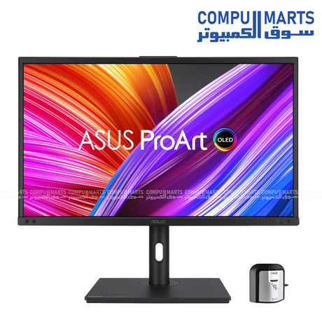 ASUS ProArt Display OLED PA27DCE-K professional monitor with 27 inch 4K UHD OLED display, 99% DCI-P3 color gamut, HDR10 and HLG support, USB-C 80W Power Delivery, and hardware calibration available in Egypt