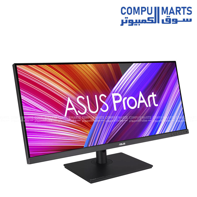 ProArt Display PA348CGV ultra wide IPS monitor with 21:9 aspect ratio, Delta E less than 2 color accuracy, Calman Verified factory calibration, and 100% sRGB color space for creative workflows in Egypt