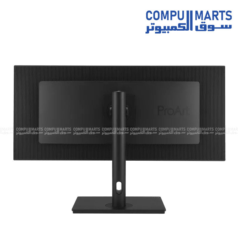 34 inch ASUS ProArt monitor with 120Hz variable refresh rate, FreeSync Premium Pro support, HDR10 compatibility, anti glare IPS panel, and 178 degree wide viewing angles