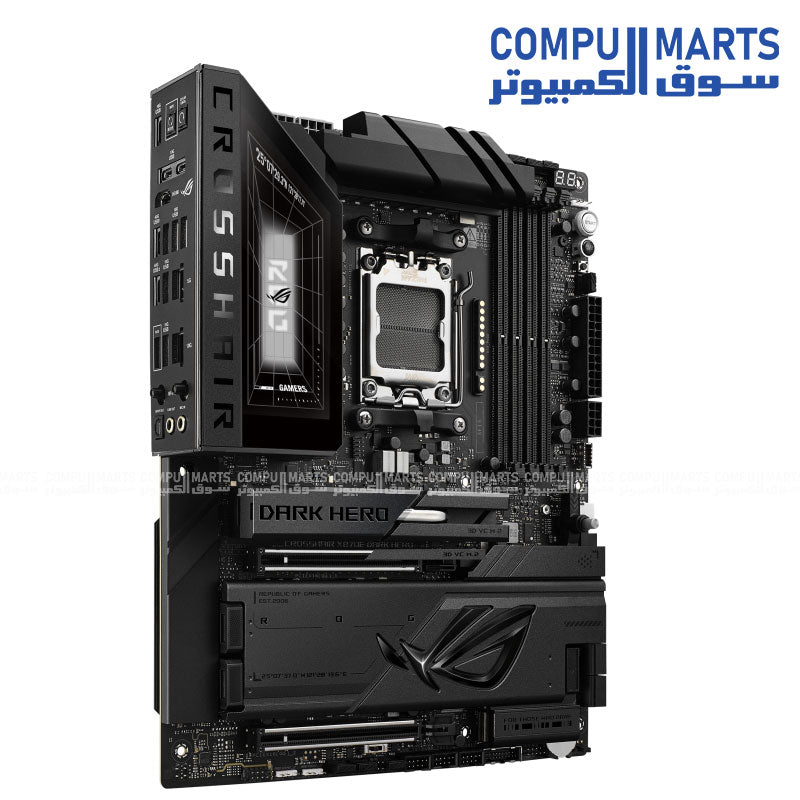 ROG CROSSHAIR X870E DARK HERO motherboard with 4 DIMM DDR5 slots and 256GB maximum memory