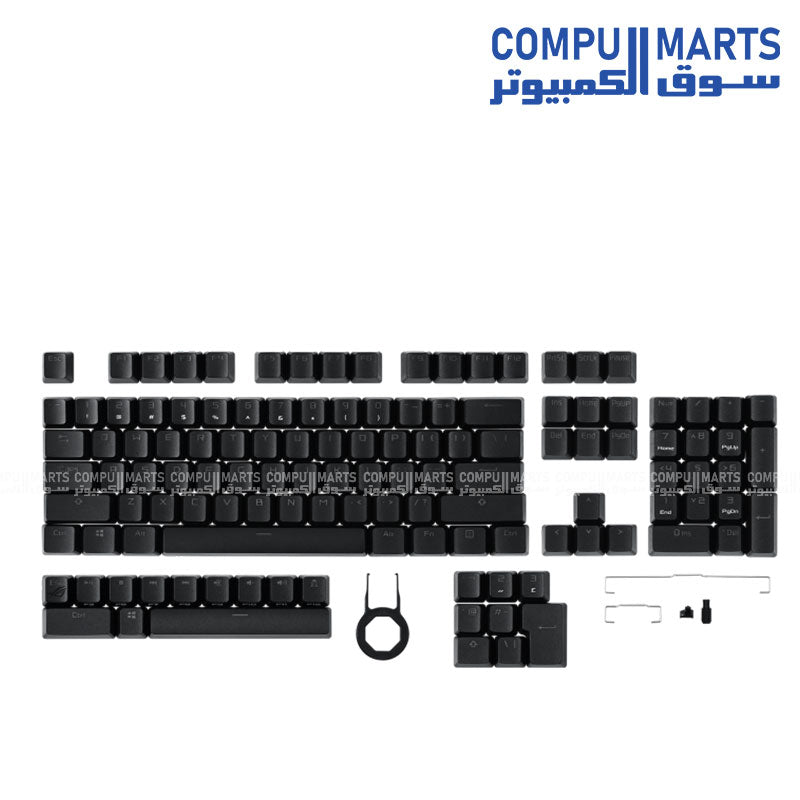 مجموعة أغطية مفاتيح ASUS AC03 ROG PBT مزدوجة الطبقة – 124 مفتاحًا، بنمط Cherry 
