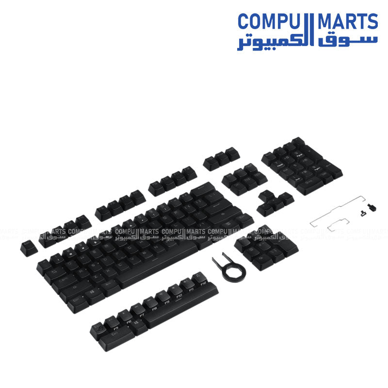 مجموعة أغطية مفاتيح ASUS AC03 ROG PBT مزدوجة الطبقة – 124 مفتاحًا، بنمط Cherry 