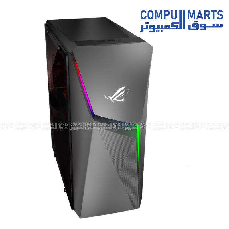 Reliable ASUS gaming desktop with RGB chassis design and included keyboard mouse combo available at Compumarts Egypt for gaming setups
