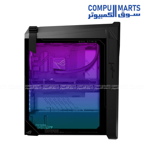 Gray ASUS ROG desktop computer featuring 20 core Intel processor DDR5 RAM and NVIDIA GeForce RTX graphics for gaming and streaming workloads