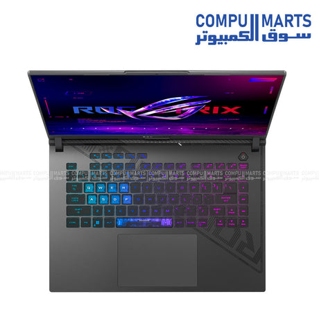 ASUS ROG Strix G16 gaming laptop with AMD Ryzen 9 8940HX Processor, NVIDIA GeForce RTX 5080 Laptop GPU, 16GB DDR5 memory, 1TB PCIe 4.0 NVMe M.2 SSD, 16-inch 2.5K 300Hz display, and Windows 11 Home