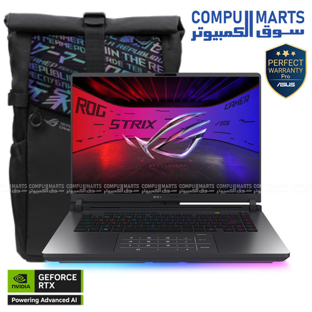 ASUS ROG Strix G16 G615LW-RV132W – Intel Core Ultra 9 275HX – RTX 5080 16GB – 32GB DDR5 – 1TB SSD – 16 inch 165Hz WUXGA Gaming Laptop – Windows 11 – Egypt