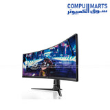 ASUS- ROG -Strix -XG49VQ -49″ -curved -super -ultra-wide -gaming -monitor- on desk
