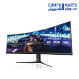 ASUS- ROG -Strix -XG49VQ -49″ -curved -super -ultra-wide -gaming -monitor- on desk
