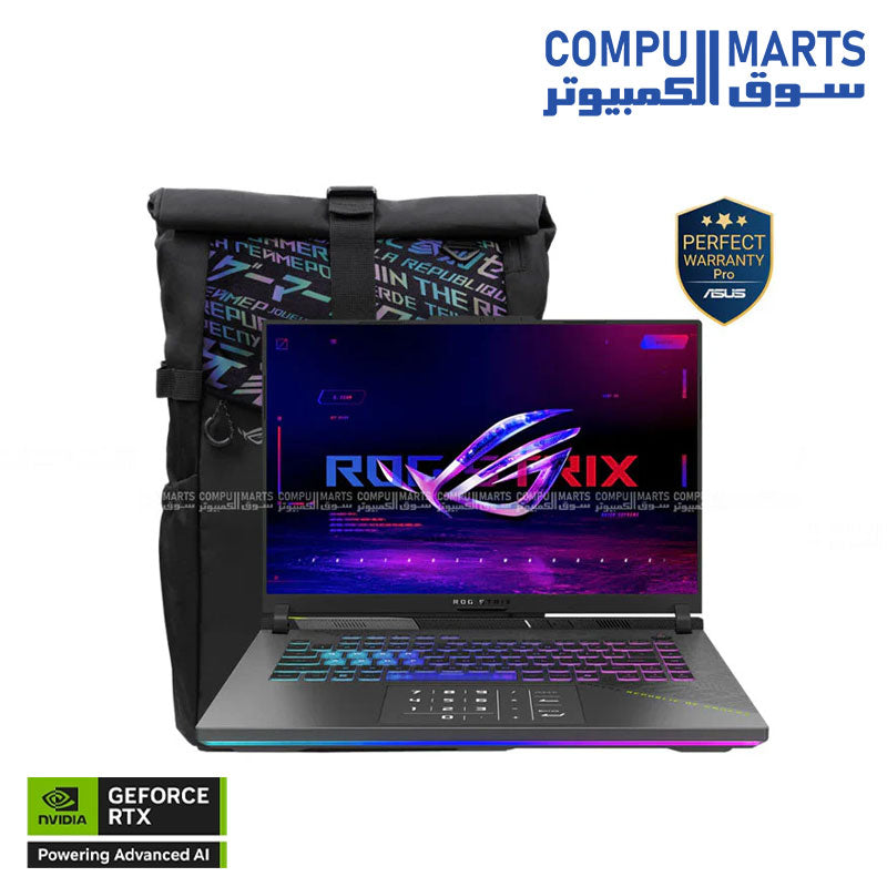 ASUS ROG Strix G16 G614PR-RV132W Gaming Laptop – Ryzen 9 8940HX, RTX 5070 Ti 12GB 140W, 32GB DDR5, 1TB SSD, 16″ WUXGA 165Hz, G-SYNC, USB4, ROG Backpack