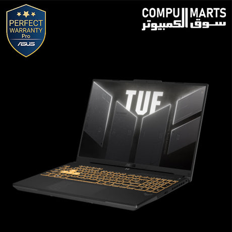 ASUS TUF F16 laptop screen showing 16-inch 144Hz FHD+ display