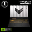 ASUS TUF Gaming F16 laptop in Jaeger Gray background angle.