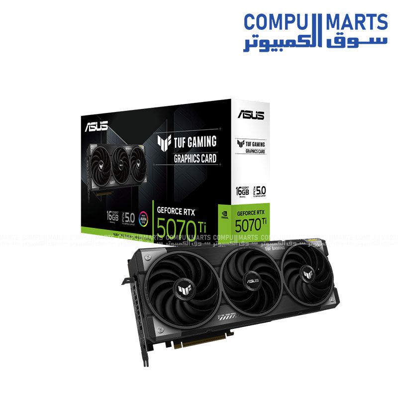 ASUS TUF Gaming GeForce RTX 5070 Ti 16GB GDDR7 Graphics Card – Front View
