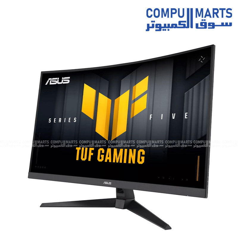 ASUS TUF VG32VQM5B gaming monitor 31.5 inch curved Full HD display with 250Hz OC refresh rate and 0.5ms response time designed for competitive gaming setups