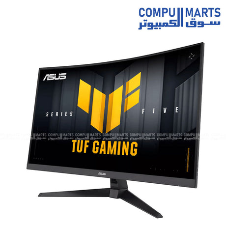 ASUS TUF VG32VQM5B gaming monitor 31.5 inch curved Full HD display with 250Hz OC refresh rate and 0.5ms response time designed for competitive gaming setups