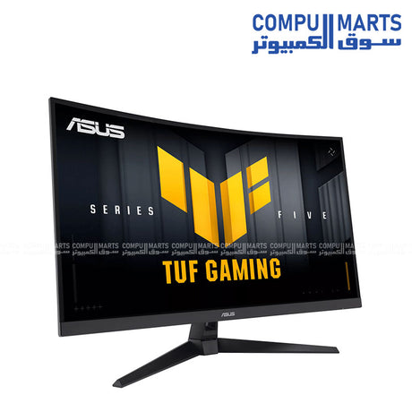 ASUS TUF VG32VQM5B gaming monitor 31.5 inch curved Full HD display with 250Hz OC refresh rate and 0.5ms response time designed for competitive gaming setups