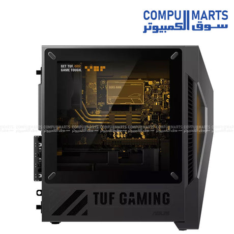 ASUS TUF Gaming T500 mini tower with Wi-Fi 6, Bluetooth 5.4, 330W 80+ Platinum power supply and Arabic RGB keyboard