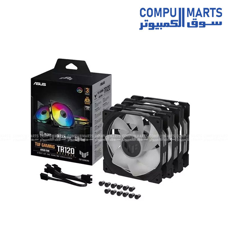ASUS -TUF -GAMING -TR120 -ARGB- Reverse- 120mm- Fan 3-in-1 Pack
