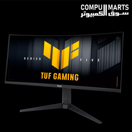 ASUS TUF Gaming VG34WQML5A ultrawide curved screen showing immersive gaming environment