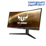 TUF Gaming VG34VQL1B ultrawide gaming monitor featuring 1ms MPRT response time, Adaptive-Sync technology, and 21:9 VA display for gaming setups in Egypt