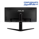 ASUS VG34VQL1B curved monitor with 120 percent sRGB color space, 90 percent DCI-P3 coverage, DisplayHDR 400 certification, and anti-glare screen