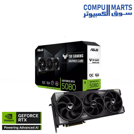 ASUS TUF RTX 5080 OC 16GB GDDR7 Gaming Graphics Card with PCIe 5.0, HDMI 2.1b, DisplayPort 2.1b, and 8K Support