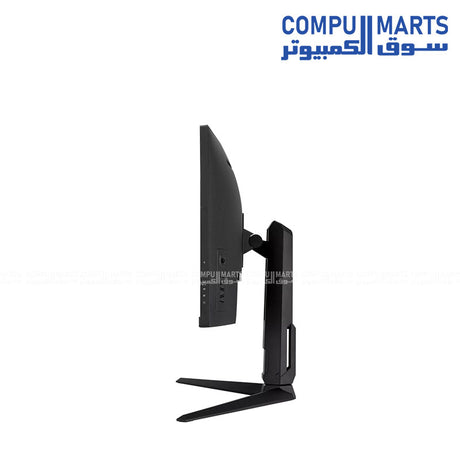 ASUS TUF Gaming display featuring 34 inch 1500R curvature, Adaptive-Sync VRR technology, height adjustment support, and TÜV Flicker-free certification