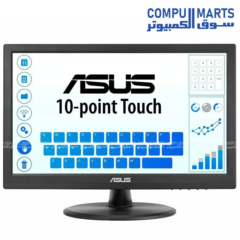 ASUS VT169HE 15.6-inch FHD IPS touch monitor with 10-point touch support frameless anti-glare display and HDMI connectivity for responsive touchscreen use in Egypt