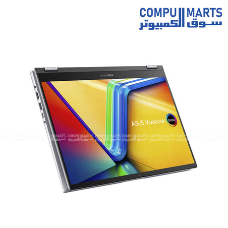 ASUS VivoBook Flip 14 laptop mode – silver – white background


