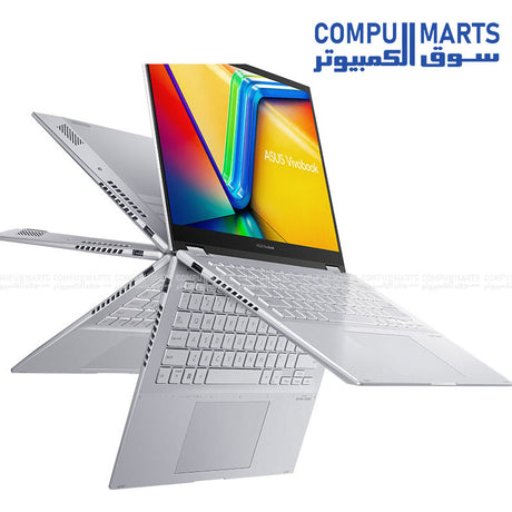ASUS VivoBook Flip 14 side view with ports – white background

