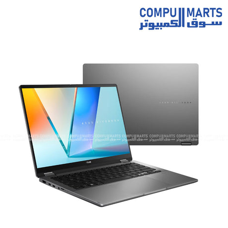ASUS VivoBook Flip S14 TP3407SA front view with stylus – matte gray

