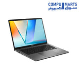 Front view of ASUS Vivobook S14 S3407AA-SF155W featuring Intel Core Ultra 5 processor and 14-inch OLED display