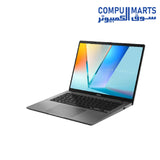 Close-up of the backlit chiclet keyboard and precision touchpad on the ASUS Vivobook S14 S3407AA-SF155W