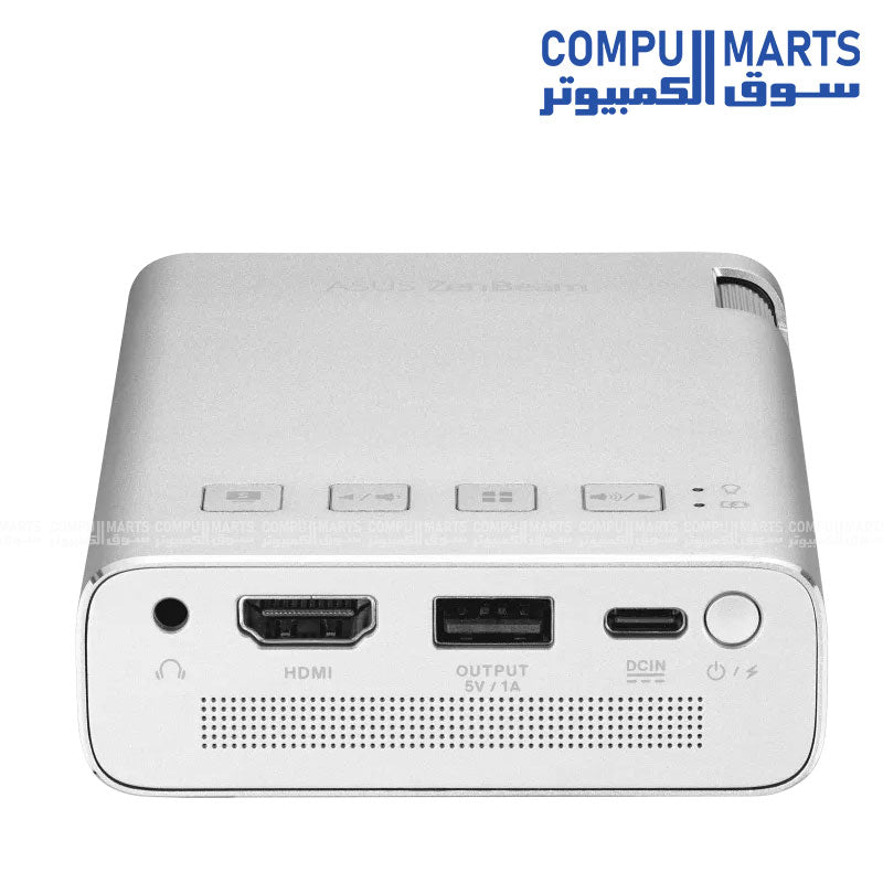  ASUS ZenBeam E1R DLP projector supporting maximum 1920x1080 input resolution and 16-inch to 120-inch projection size
